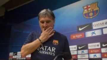 "Tata" Martino, a su llegada a la rueda de prensa que ha ofrecido antes del Clásico
