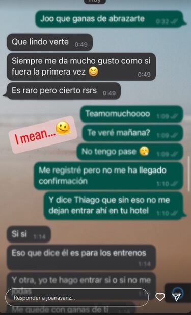 Joana Sanz muestra sus chats privados con Alves durante el Mundial: ¡°Me qued¨¦ con ganas¡±