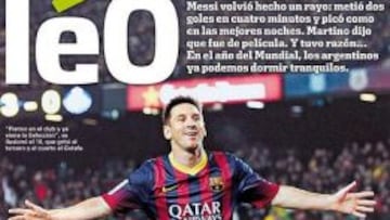 Olé cambió ayer su cabecera para celebrar el regreso de Leo