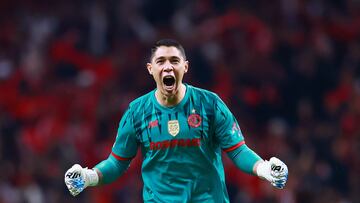 Soccer Football - Liga MX - Semi Final - Second Leg - Toluca v Monterrey - Estadio Nemesio Diez, Toluca, Mexico - December 6, 2025 Toluca's Hugo Gonzalez celebrates their first goal scored by Federico Pereira REUTERS/Eloisa Sanchez
