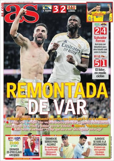 “Atraco histórico al Almería en el Bernabéu”