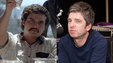 Wagner Moura, Pablo Escobar en Narcos, felicita a Noel Gallagher por su 50 cumplea&ntilde;os.