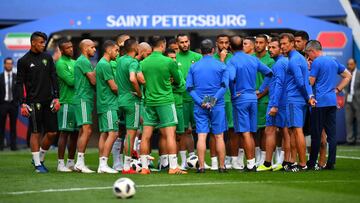 Marruecos durante un entrenamiento en San Petersburgo. 