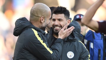 Pep Guardiola y el Kun Ag&uuml;ero. 