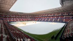 Nieve en el Estadio de El Sadar.