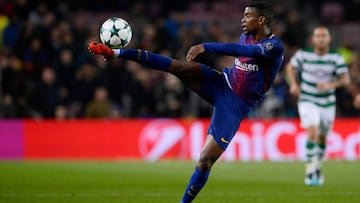 El lateral derecho del Barcelona, Nelson Semedo, durante un partido.