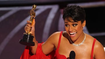 Ariana DeBose accepts the Oscar for Best Supporting Actress for her role in "West Side Story" at the 94th Academy Awards in Hollywood, Los Angeles, California, U.S., March 27, 2022. REUTERS/Brian Snyder