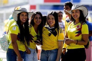 Los seguidores de la Selección Colombia disfrutaron en los alrededores del estadio en Salvador de Bahía antes del partido frente a Paraguay.