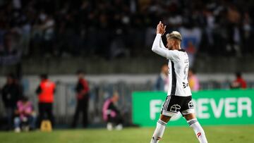 Futbol, Colo Colo vs Real Betis.
Partido Amistoso 2022.
El jugador de Colo Colo Juan Martín Lucero es fotografiado durante el partido amistoso contra Real Betis disputado en el estadio Ester Roa Rebolledo de Concepción, Chile.