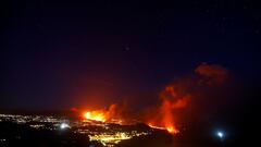 Lava flows, as seen from Tijarafe, following the eruption of a volcano on the Canary Island of La Palma, Spain, September 29, 2021. 