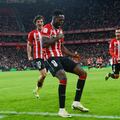 3-1. Centro largo de Yeray e Iñaki Williams, en el salto, le gana la posición a Miguel Gutierrez para marcarde tiro cruzado. Enla imagen el delantero del Athletic celebra el tanto que marca en el minuto 59 de partido.