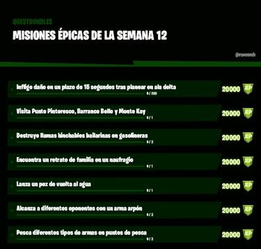 Fortnite Temporada 5: desafíos y misiones filtradas Semana 12