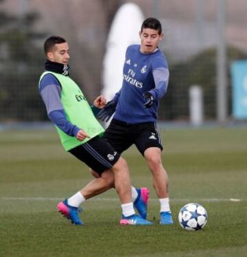 James y el Madrid se entrenan pensando en Napoli