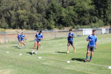 Tarea física realizada por los futbolistas de Huachipato.