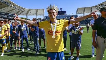Alvaro Fidalgo of America during the game between America and Tigres UANL as part Super Copa MX, Liga BBVA MX match, at the Dignity Health Sports Park, Stadium, on June 30, 2024 in Los Angeles, California, United States.