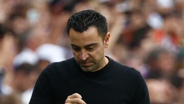 Xavi, en el partido del Bernabéu.