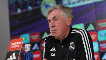 Carlo Ancelotti comparece ante los medios en la previa del duelo contra Osasuna.