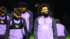 Soccer Football - Europa League - Liverpool Training - AXA Training centre, Liverpool, Britain - November 29, 2023 Liverpool's Liverpool's Mohamed Salah and teammates REUTERS/Molly Darlington