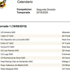 Ya hay calendario de Segunda