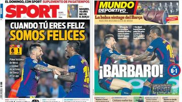 Portadas de los diarios Sport y Mundo Deportivo del d&iacute;a 20 de septiembre de 2017.