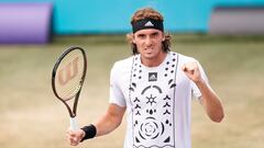 Stefanos Tsitsipas celebra una victoria el año pasado en el Mallorca Championships.