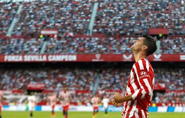 Álvaro Morata celebra el 0-2 al Sevilla. 
