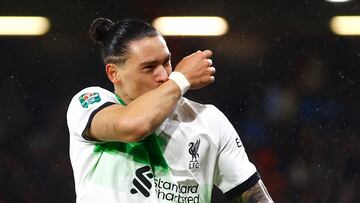 Darwin N¨²?ez celebra su gol al Bournemouth.