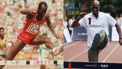 Edwin Moses, en su &eacute;poca de m&aacute;ximo esplendor y en la actualidad. 