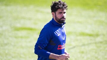 Diego Costa, en un entrenamiento del Atl&eacute;tico.