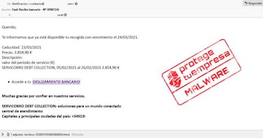 Detectan 6 emails para autónomos y empleados que son trampas de malware