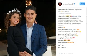 James Rodríguez posa junto a su hija.