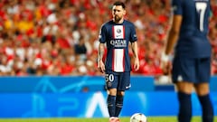 LISBON, PORTUGAL - OCTOBER 05: Lionel Messi of Paris Saint-Germain looks on during the UEFA Champions League group H match between SL Benfica and Paris Saint-Germain at Estadio do Sport Lisboa e Benfica on October 5, 2022 in Lisbon, Portugal. (Photo by Joao Rico/DeFodi Images via Getty Images)