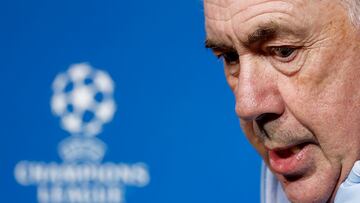 Soccer Football - Champions League - Real Madrid Press Conference - Stade de Roudourou, Guingamp, France - January 28, 2025 Real Madrid coach Carlo Ancelotti during the press conference REUTERS/Stephane Mahe