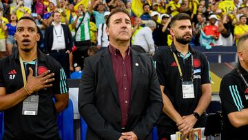 GELSENKIRCHEN, GERMANY - JUNE 20: head coach Nestor Lorenzo of Colombia looks on prior to the international friendly match between Germany and Colombia at Veltins-Arena on June 20, 2023 in Gelsenkirchen, Germany. (Photo by Alex Gottschalk/DeFodi Images via Getty Images)