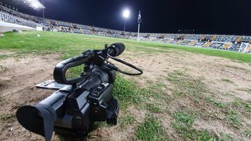 Cámara de televisión de Footters en el estadio Nuevo Vivero de Badajoz.