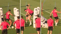 Diego Costa se complica en un ejercicio: Termina pateando todo