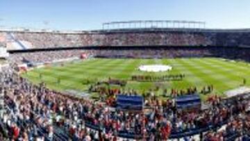 El Vicente Calderón lleno para ver al Atlético de Madrid en su partido contra el Celta de Vigo de esta temporada.