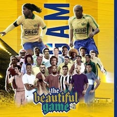 El Pibe, Higuita y Falcao en amistoso con Ronaldinho y Roberto Carlos