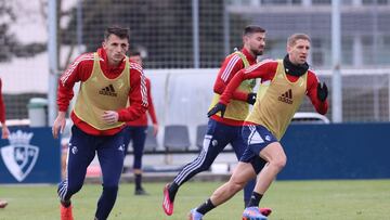 Los rojillos durante el entrenamiento.