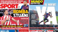 Portadas de &#039;Sport&#039; y &#039;Mundo Deportivo&#039; del martes, 15 de enero de 2019.