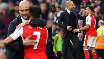 Alexis Sánchez y Pep Guardiola.