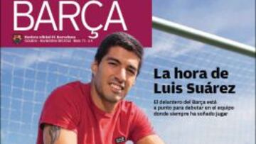 Luis Suárez, en la portada de la revista Barça.