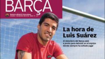 Luis Suárez, en la portada de la revista Barça.