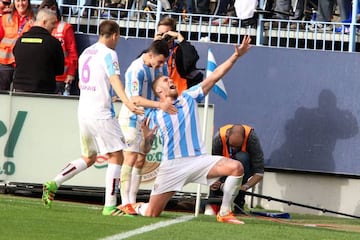 Albentosa (right) celebrates his equaliser against Real.