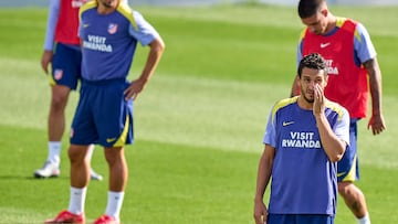Koke, en un entrenamiento con el Atlético.