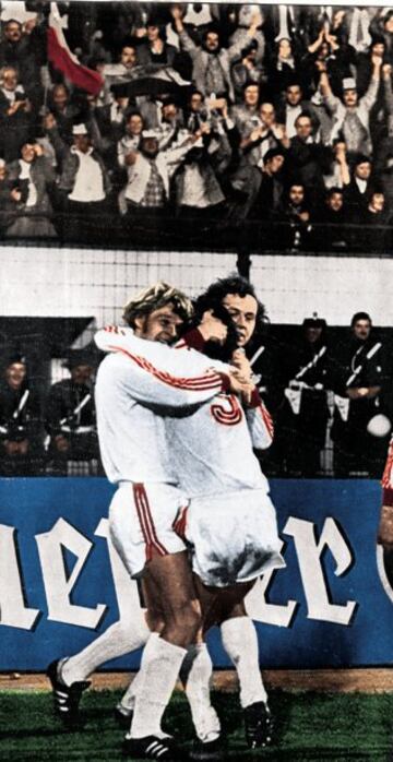 El 17 de mayo de 1974 se disputó en Heysel el segundo partido de la final de la Copa de Europa entre el Bayern Múnich y el Atlético de Madrid. Celebración de los alemanes.