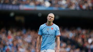 Haaland, en un partido con el City.