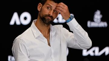 Tennis - Australian Open - Press Conference - Melbourne Park, Melbourne, Australia - January 10, 2025 Serbia's Novak Djokovic during a press conference ahead of the Australian Open REUTERS/Francis Mascarenhas