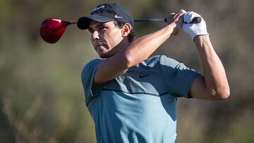 Rafa Nadal compite durante el Balearic Golf Championship 2020 en Llucmajor, Mallorca.