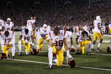 Los jugadores del USC Trojans.